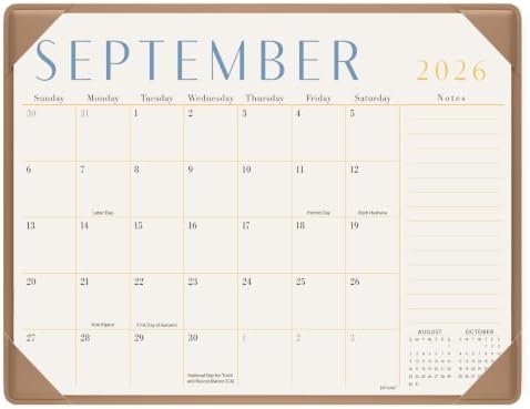 Jotsome Desk Calendar 2026-2027 with Protective Mat, Academic Desk Calendar by Jotsome