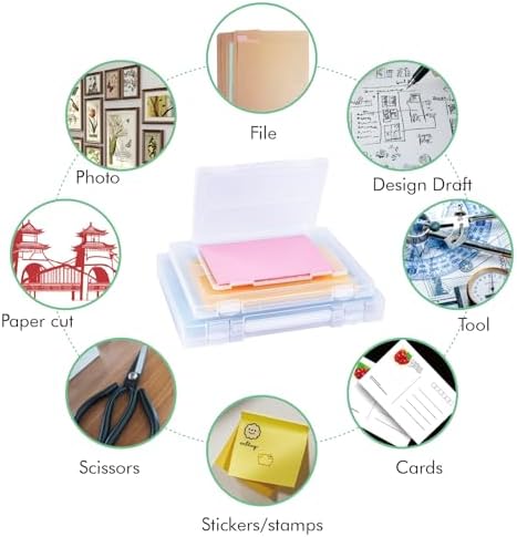8 Pack Paper Storage Boxes, 8.5 x 11 Plastic Portable Project Case for US letter Size and A4 paper, Plastic Multi-Purpose Thick Scrapbook Storage Box for Office,Craft or Art Supplies - Image 6
