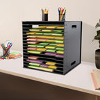Scrapbook Paper Organizer, 15 Slot Vertical File Sorter Storage Rack, Desktop Paper Document Holder for 12" x 12" Paper, Files, Magazines, Home Office, Classroom and Craft Room - Image 5
