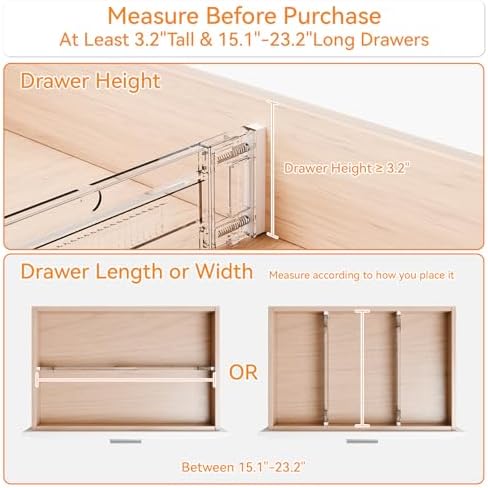 Yieach 8 Pack 3.2 Inch Shallow Acrylic Drawer Dividers for Clothes -Expandable from 15-21''- Adjustable Drawer Dividers for Baby Clothing,Sock,Underwear,Clear in Drawer Separators for Dresser,Kitchen - Image 5