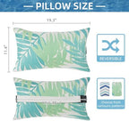 Outdoor Pillow for Chaise Lounge Chair, 2pcs Chaise Lounge Pillows Lumbar Pillows with Insert and Adjustable Elastic Strap for Patio Beach Office Chair, Green Leave - Image 3