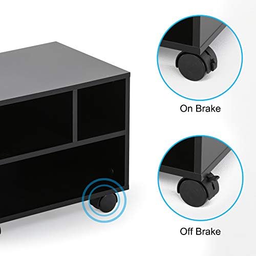 FITUEYES Mobile Printer Stand with Storage, Wood Small Printer Table, Black - Image 3
