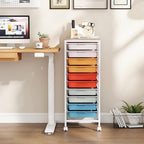 Giantex Rolling Storage Cart with 10 Drawers, Utility Cart w/Wooden Tabletop, Lockable Wheels, Multipurpose Organizer for Art Craft Books Paper, Drawer Carts for Dorm Classroom Office, Macaron - Image 4
