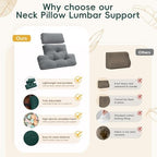 2 Piece Neck Pillow and Lumbar Support Back Cushion Set for Recliner, Gray - Image 5
