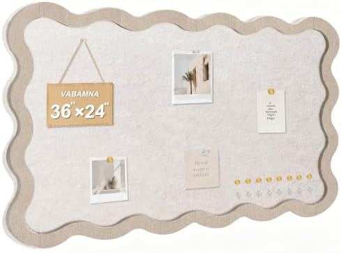 Scalloped Felt Bulletin Board 36"x24", Decorative Pin Board for Wall by VABAMNA