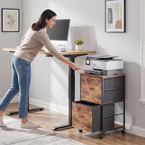 Mobile Printer Stand with 2 Drawers, File Cabinet for Home Office - Image 3
