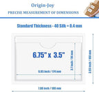 Origin-Joy 35 PCS Self Adhesive Index Card Pockets with Top Open, Clear Plastic Label Holder for Notes, Library and Business, Adhesive Pockets & Card Holder (6.75 x 3.5 inch) - Image 2