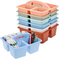 6 Pack Classroom Caddy with Handle, Plastic Storage Caddy Organizer, Portable Storage Bin with 3 Compartments for Classroom Organization, Table, Desk & Office by Unknown