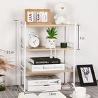 YGYQZ Desk Shelf Organizer for Top of Desk, 3-Tier Desktop Bookshelf, White & Wood - Image 2