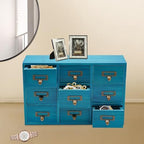 DKSLALALI Apothecary Cabinet Vintage, 9 Drawers Herb Storage Box Chinese Medicine Cabinet Index Card Catalog Desk Apothecary Shelf to Store Jewelry Medications Herbs (Blue) - Image 2