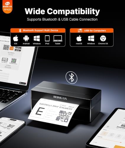 Rongta Bluetooth Shipping Label Printer, Wireless 4x6 Thermal Label Printer for Shipping Packages, Support Phones, Compatible with Windows macOS Android iOS for Small Business - Image 2