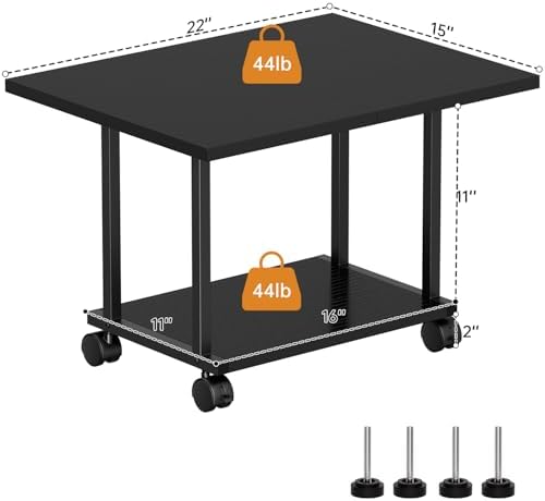 Asgolion Printer Table, 2-Tier Under Desk Printer Stand, Printer Cart - Image 4