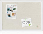 White Cork Board Bulletin Board with Linen, Wood Framed 30" x 20" Corkboard, Office Board for Wall Decor, Wall Mounted Pin Board Picture Board with 20 Pushpins for School, Home & Office by Justdowhatyouwanttodo
