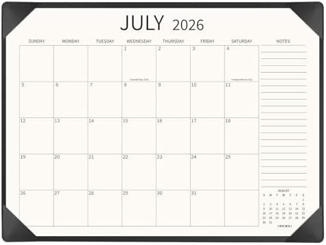 Desk Calendar 2026-2027 Large 22x17, July 2026 - December 2027, 18 Months Big Desk Pad Calendar with Desktop Mat for Home Office School Planning, Black by YIBUKIU