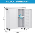 SUXXAN Storage Cabinet with Wheels and Pegboard, Rolling Garage Storage Cabinet with Locking Doors and Adjustable Shelf, Heavy Duty Steel Utility Cabinet for Home Office, Assembly Required - Image 2