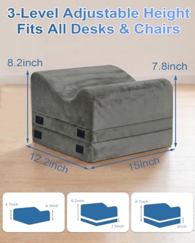 LOCKCURX Under Desk Foot Rest, 3-Level Adjustable Foot Stool (Gray) - Image 3