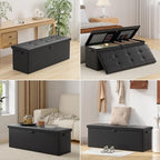 DocSafe Storage Ottoman Bench,Fireproof＆Waterproof Folding Bench with Lock(15”x 43”x15”),Leather Storage Chest with Handles＆2 Extra Boxes,Ottoman Safe for Bedroom,Living Room,Home Office,Black - Image 3