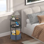 sthemc 3-Tier Small Round End Table Livingroom with Basket for Small Places - Image 5