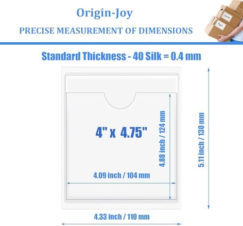 Origin-Joy 35 PCS Self Adhesive Index Card Pockets with Top Open, Clear Plastic Label Holder for Cards of Note, Library and Business, Adhesive Label Pockets & Card Holder (4 x 4.75 inch) - Image 2