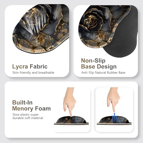 Desk Mat Pad, Gaming Mouse Pad Wrist Support Set, 4 in1 Non-Slip XXL Large Mousepad + Ergonomic Keyboard Wrist Rest+Mouse Wrist Rest+Coaster for Home Office PC Computer I Black Gold Floral - Image 5