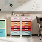 Giantex 8 Drawers Rolling Cart with Wheels, Wood Top, Sturdy Frame - Image 5