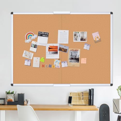 VIZ-PRO Cork Bulletin Board/Foldable Noticeboard, 36 X 24 Inches, Silver Aluminium Frame - Image 5