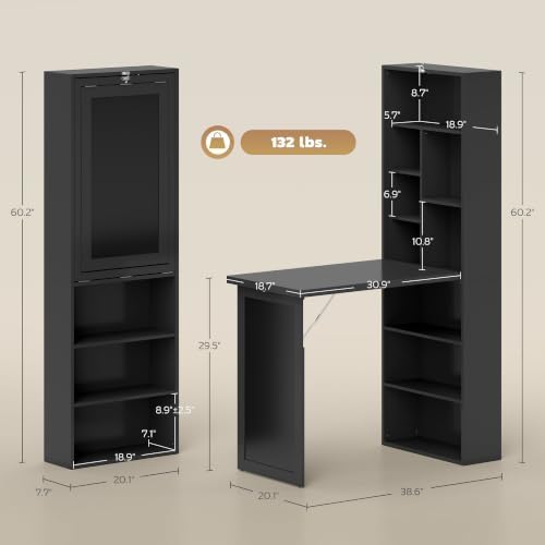 HOMCOM Foldable Convertible Writing Table Computer Desk, Black - Image 3
