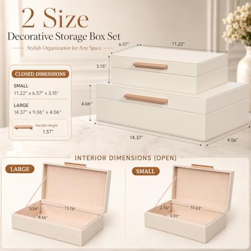 Decorative Storage Boxes with Lids, 2 Pack, PU Leather Organizer Bins - Image 6
