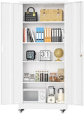 INTERGREAT Metal Garage Storage Cabinet with Wheels, Rolling Storage Cabinet with Locking Doors and 4 Adjustable Shelves,- 73" Steel Tool Cabinet for Home Office,Garage,Warehouse，White by INTERGREAT
