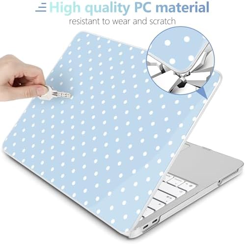 MEEgoodo 4-in-1 Printed Case for MacBook Neo 13 inch 2026 Release Model A3404,Laptop Hard Shell Cases with Keyboard Skin & Screen Protector & Webcam Covers,Blue & White Polka Dots - Image 3