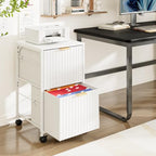 VINGLI 2 Drawer Mobile File Cabinet, Rolling Fluted Filing Cabinet Under Desk File Cabinet with Wheels, Fabric Drawers Printer Stand for Home Office, Fits Letter Size, White - Image 2