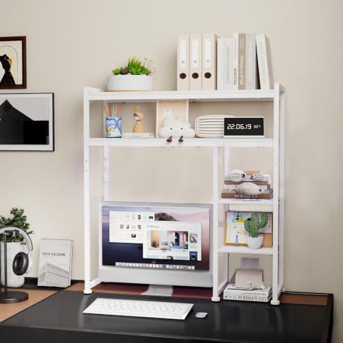 Aetheris Desktop Organizer Shelf, 30" Wooden Office Storage Rack, Display Shelf Rack, 5 Tier Desktop Display Rac, Desk Shelf, Desk Hutch for Computer Monitor - Image 4