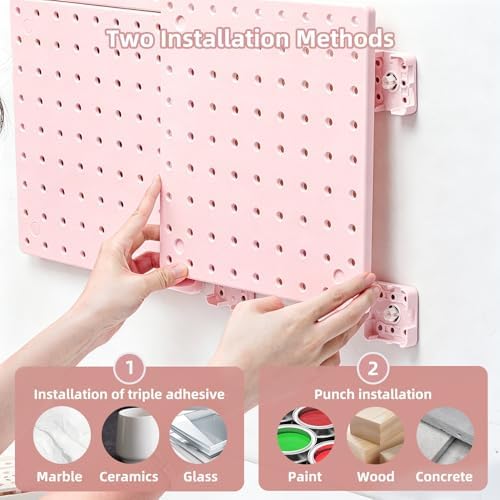 VUSIGN Peg Board Combination Kit 22"x22" Pegboards, Pink - Image 4