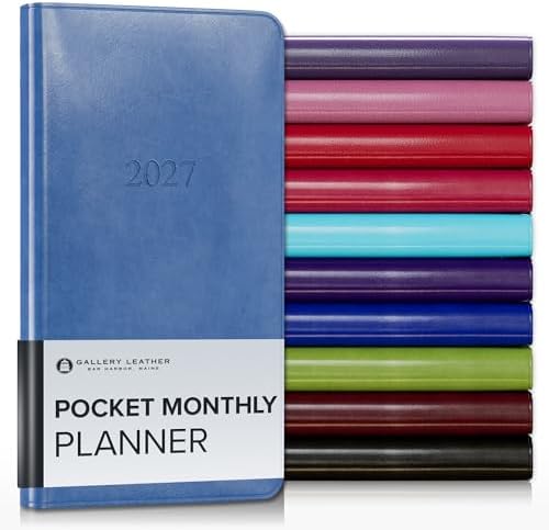 Gallery Leather Pocket Monthly Planner 2026-2027 Acadia Hydrangea by GalleryLeather