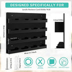 Geelin 2 Pcs Acrylic Business Card Holder Wall Mount Black Business Card Display Holder with Hanging Hardware Vertical Sticker Display Rack Organizing Stand for Office Home (16 Pockets) - Image 2