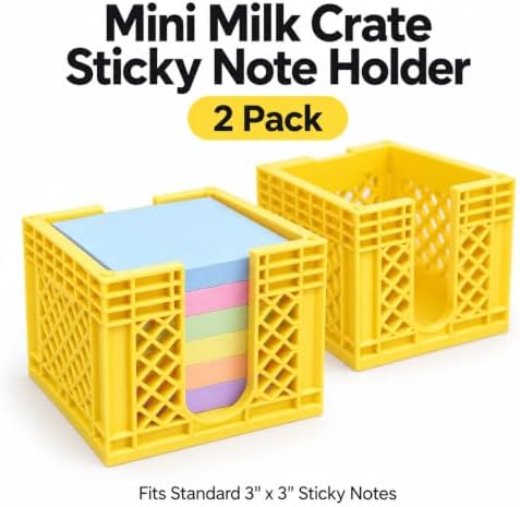 Mini Crate Sticky Note Holder Desk Organizer for Office, 2 Pack, green - Image 2
