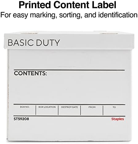 Staples Corrugated File Box, Lift-Off Lid, Letter/Legal, White/Black, 10/Pk - Image 5