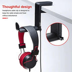 Headphone Stand PC Gaming Headset Headphone Hook Holder Hanger Mount, Under Desk Design Headphones Stand with Adjustable and Rotating Arm Clamp, Built in Cable Clip Organizer Headset Headphone Hook - Image 5