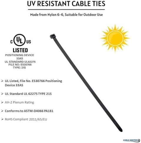 Kable Kontrol Cable Zip Ties, 14 Inch, 6000 Pcs, 50lbs Test, Black - Image 3