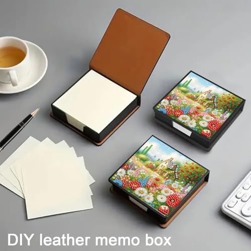 POETRYDRAW 4 Pcs Diamond Art Painting Kit Note Box, Diamond Art Notecard Box Sticky Note Holder for Adults Memo Pad Holder, Contains 160 Sheets of Paper (Flower) - Image 7