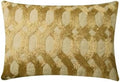 The HomeCentric Decorative Beige & Gold Pack of 2, 12"x26" (30x65 cm) Lumbar Pillow Covers, Linen Lattice, Trellis & Beaded Rectangle Pillow Covers, Geometric Modern Style - Golden Lattice Glow by TheHomeCentric