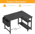 DLisiting Small L Shaped Gaming Desk with Shelves, 40 Inch Small Corner Computer Gaming Desk for Boys Teens Bedroom, Study Work PC Desks for Home Office Bedroom, Black - Image 3