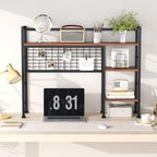 Desk Shelf,38.6" Desk Organizer Shelf,Wooden Desk Hutch for Computer Monitor,4 Tier Desk Display Rack with Pegboard Hooks Set for Home Office Dorm Storage,UXBZJ101Z - Image 4