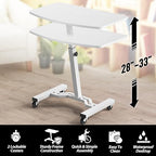 SHW Mobile Height Adjustable Laptop Rolling Cart w/Lockable Wheels, White - Image 4