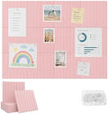 48" x 36" Large Felt Bulletin Board, Bold-Stripe 12-Pack Cork Boards | Fabric Bulletin Board with 60 Adhesive Tabs, 50 Pushpins, Felt Wall Tiles for Office Push Pin Board Felt Board, Coral Pink by Unknown