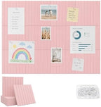 48" x 36" Large Felt Bulletin Board, Bold-Stripe 12-Pack Cork Boards | Fabric Bulletin Board with 60 Adhesive Tabs, 50 Pushpins, Felt Wall Tiles for Office Push Pin Board Felt Board, Coral Pink by Unknown