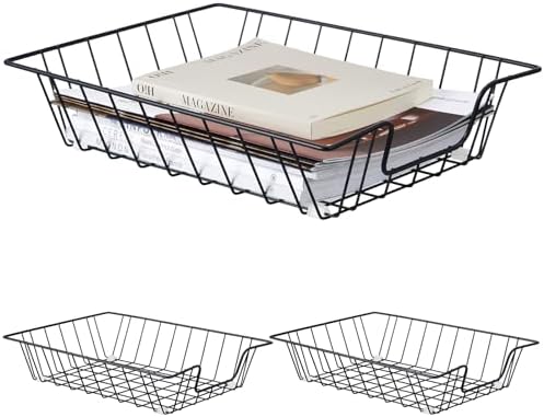 Yeaqee 3 Pcs Letter Tray Classroom Paper Trays,14'' X 10'' X 3'',Black by Yeaqee