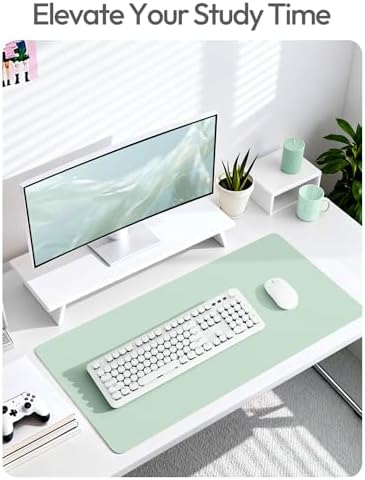 YSAGi Leather Desk Protector, Office Mat, Large Mouse Mat, Non-Slip PU Leather Blotter, Laptop Desk Pad, Waterproof Writing Pad for Office and Home (Pale Green, 47.2" x 23.6") - Image 6