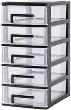 DOITOOL 5 Tier Plastic Drawer Type Closet, 12.36"H x 6"L x 8.3" W Home Office Storage Organizer, Makeup Organizer Station Cube, Cosmetics Jewelry Box for Bathroom, Dorm, Desk, Countertop, Office by DOITOOL