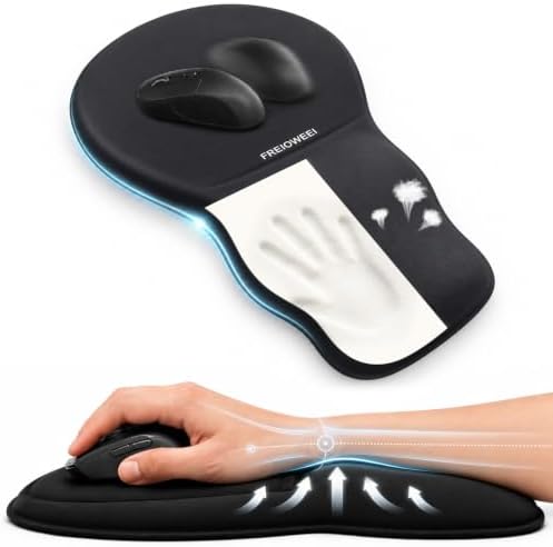 Ergonomic Mouse Pad with Wrist Rest, Memory Foam, Non-Slip Silicone Base by FREIOWEEI